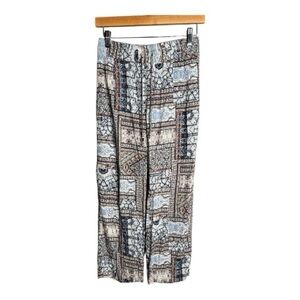 Artisan NY Blue Gray Patchwork Print Drawstring Pants Size Small
